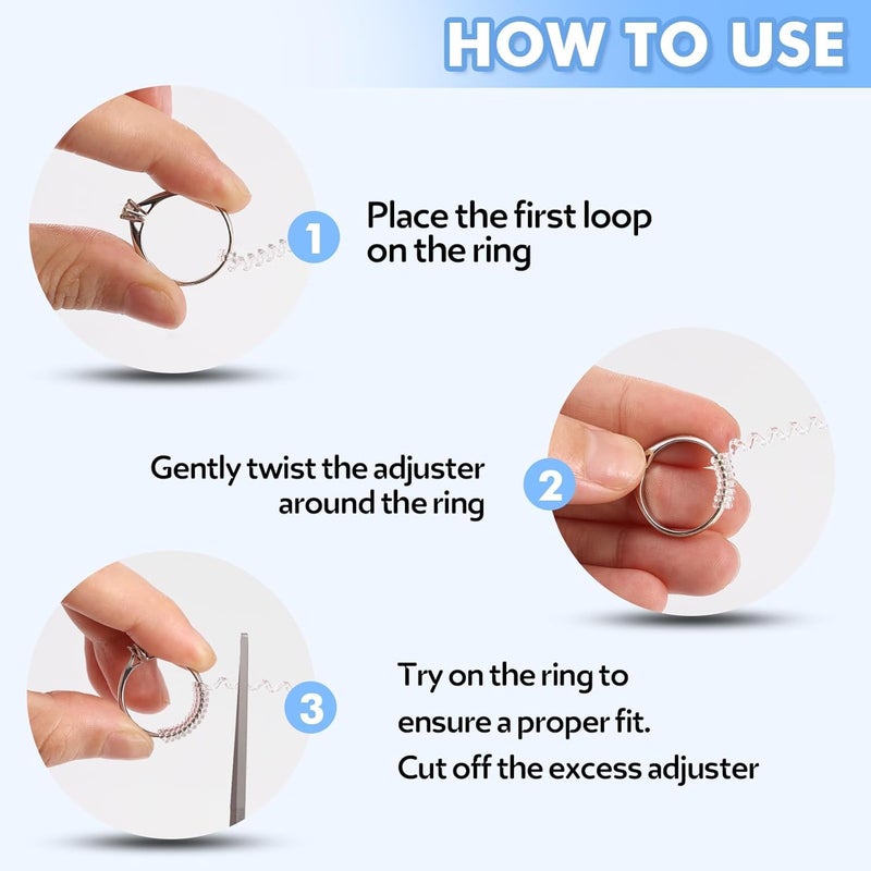 Anpro Ring Size Adjuster for Loose Rings, 4 Style for Different Band Widths Ring Sizer Adjuster Set, w/Polishing Cloth,Ring Size Measuring Tool - Image 3